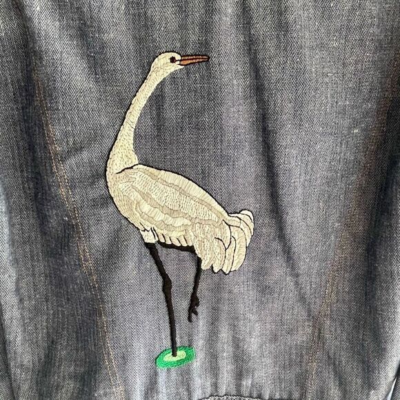 Vtg Levi Strauss Embroidered Snap Front Jacket Women’s Sz Medium Wolf Ram Crane - Picture 7 of 7